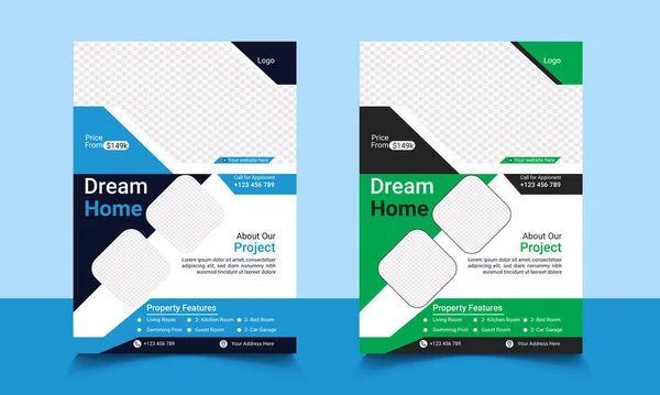 Dream Home Real Estate Flyer Vorlage Entwerfen Promotional Branding Für — Stockvektor