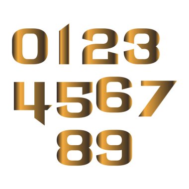 Altın Metalik Sayılar - 0 ile 9 arasında 10 basamaklı küme, Grafiksel Tasarım İçin Bronz Gradyan Numarası