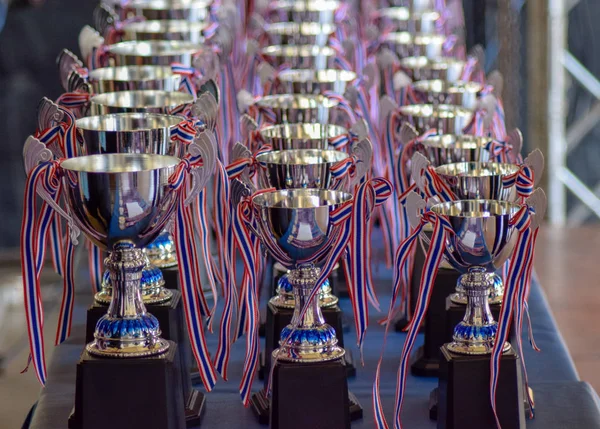 Rij Van Trofee Voor Winnaar — Stockfoto