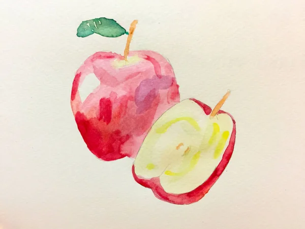 Apple Rajz Által Watercolor — Stock Fotó