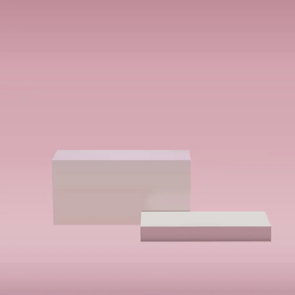 白色立方体 正方形讲台粉红色背景 在工作室 产品展示 最小的场景 矢量3D实际说明 — 图库矢量图片