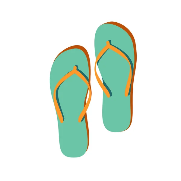 Chancla Turquesa Con Amarillo Zapatos Para Playa Verano Ilustración Vectorial — Archivo Imágenes Vectoriales