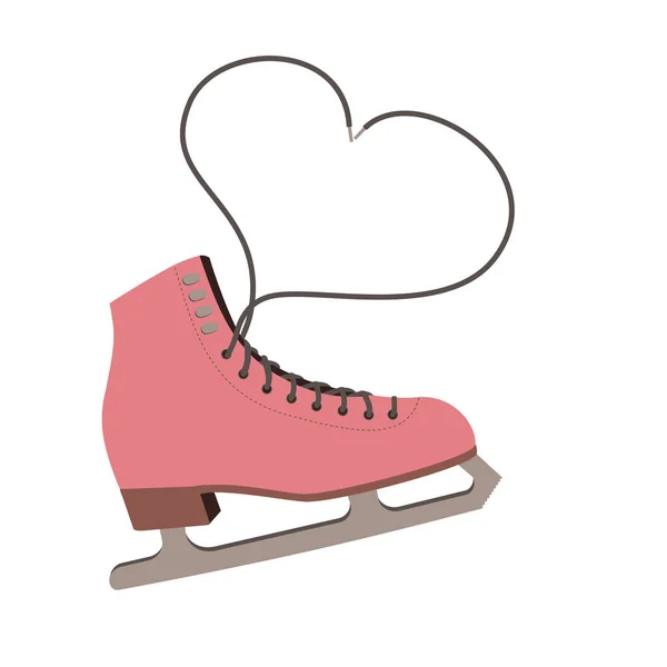 Bota Patinaje Artístico Zapato Con Corazón Cordones Aficion Recreacion Vacaciones — Archivo Imágenes Vectoriales