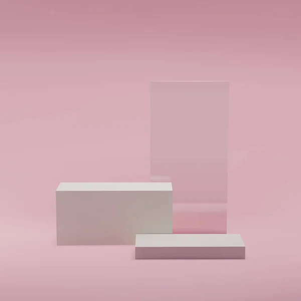 Scène Plates Formes Blanches Briques Élément Verre Podium Pour Affichage — Image vectorielle