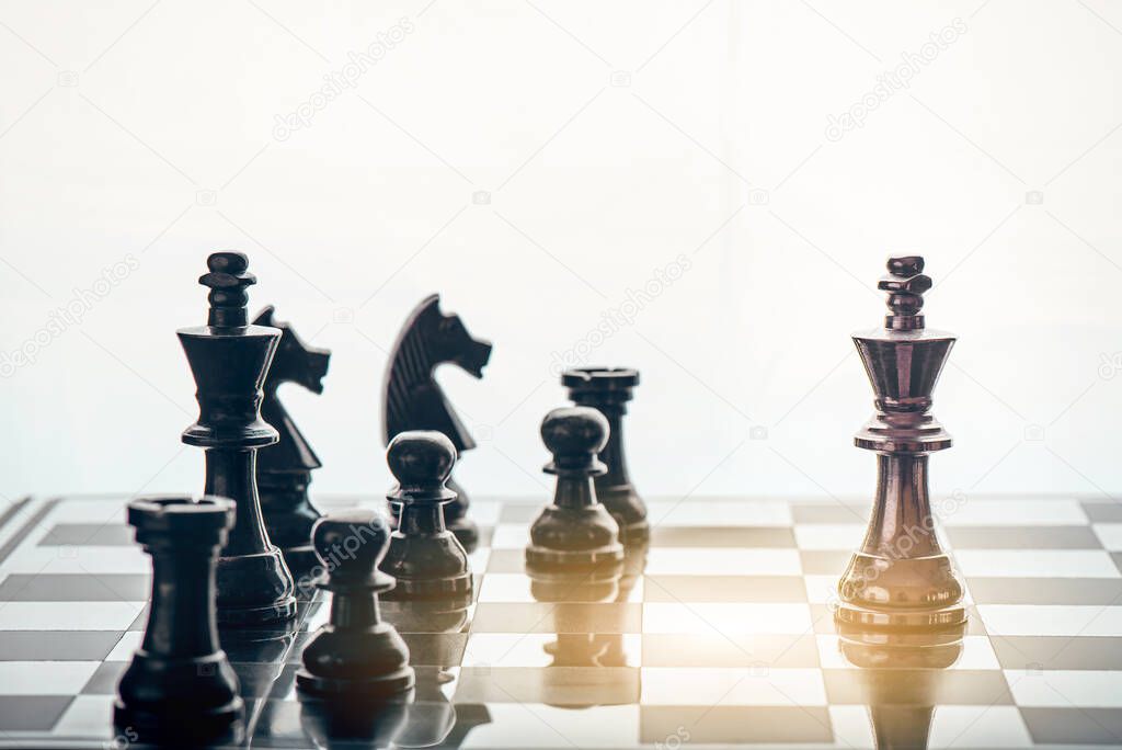 chess board game concept for ideas and competition and strategy, business success concept, business competition planing teamwork strategic concept. 