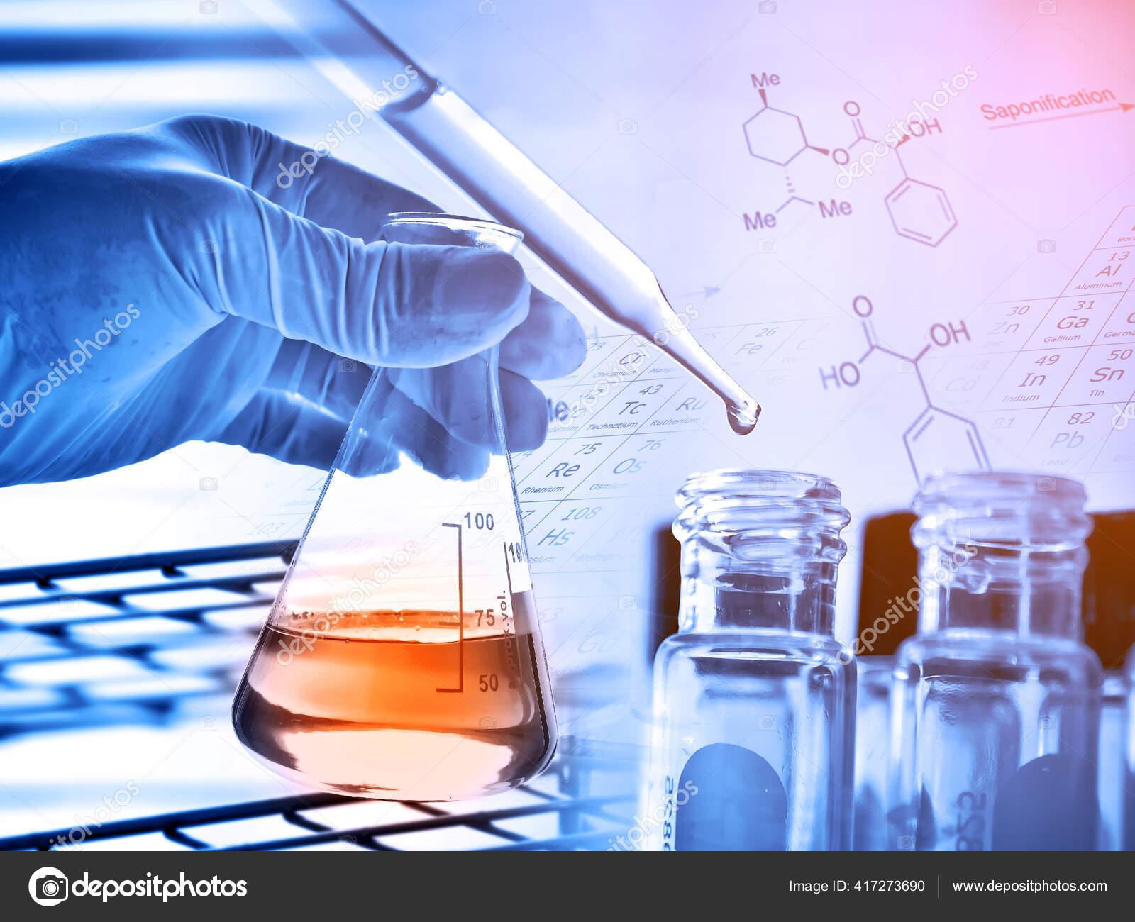 Hand Scientist Holding Flask Lab Glassware Chemical Laboratory Background  Science Stock Photo by ©totojang1977@ 417273690