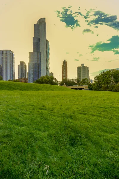 Stadslandschap Uitzicht Vanuit Chicago Park — Stockfoto