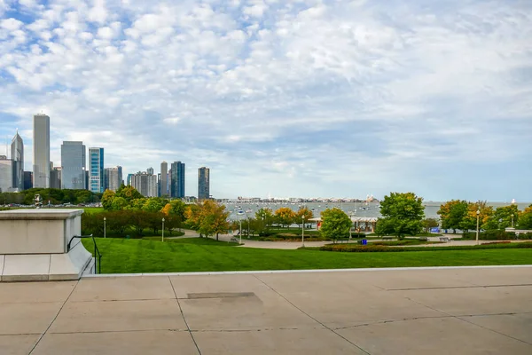 Vanuit Chicago Park Uitzicht Zien Stadsgezicht Gebouw Michigan — Stockfoto