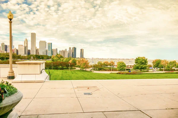 Vanuit Chicago Park Uitzicht Zien Stadsgezicht Gebouw Michigan — Stockfoto