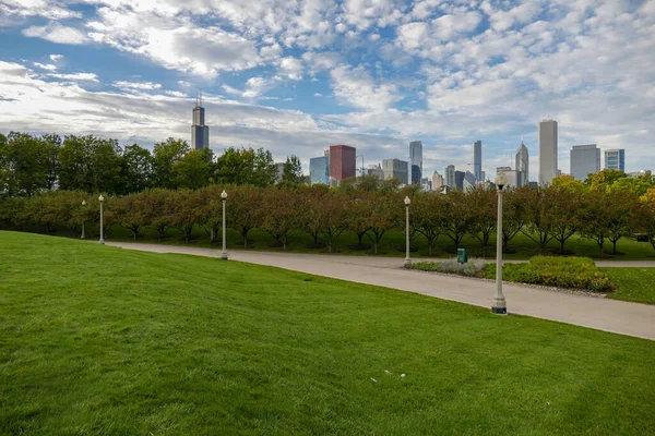 シカゴ公園からの街並 — ストック写真
