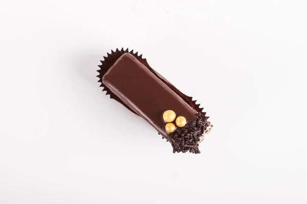 Chocolate Doce Fundo Branco Vista Superior — Fotografia de Stock