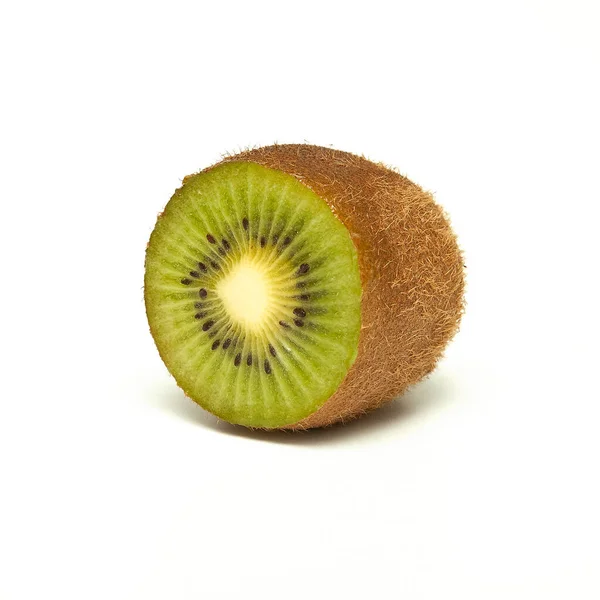 Verse Gesneden Kiwi Witte Achtergrond — Stockfoto