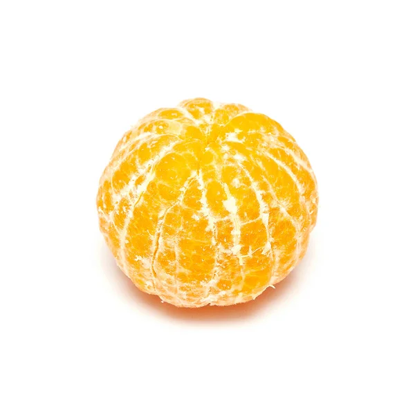 Πορτοκαλί Χωρίς Φλούδα Λευκό Φόντο — Φωτογραφία Αρχείου