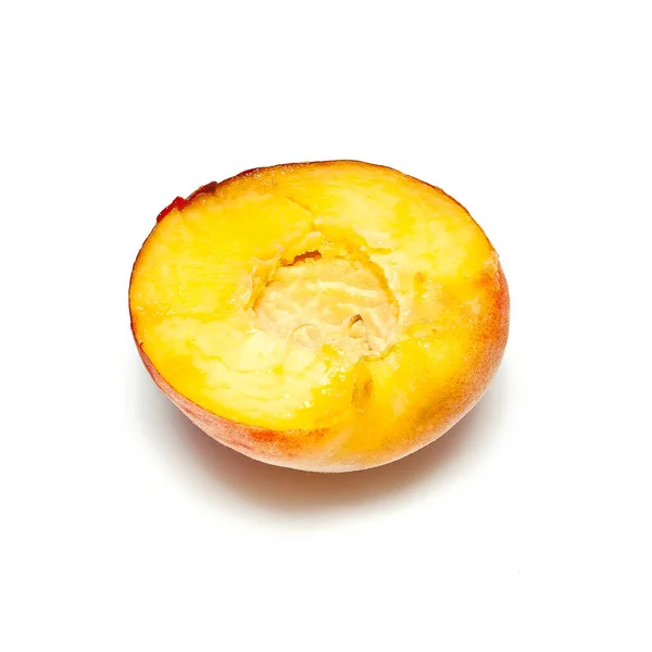 Ripe Peach Fruit Isolated White Background — Stock Photo, Image