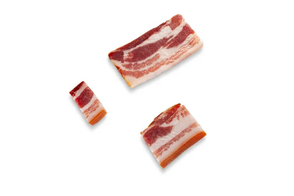 Smoked Pork Bacon Slices White Background Clipping Path — Stock Photo, Image