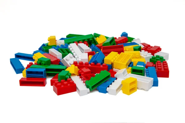 Plastic Toy Blocks White Background — Stock Photo, Image