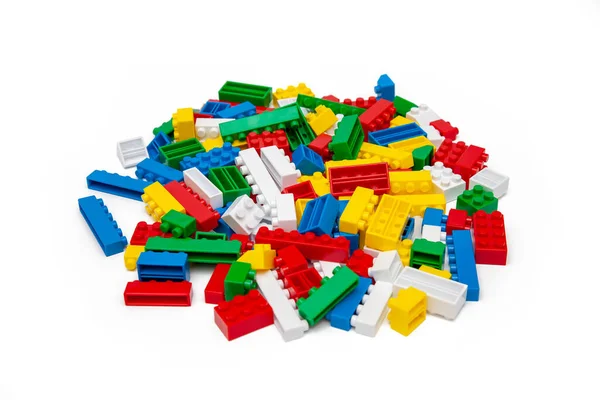 Plastic Toy Blocks White Background — Stock Photo, Image