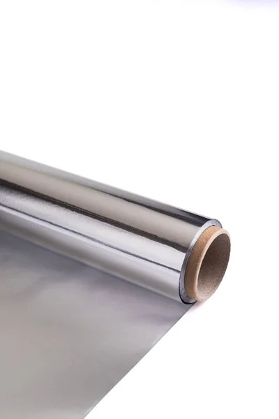 Roll Alumínium Fólia Fehér Alapon — Stock Fotó