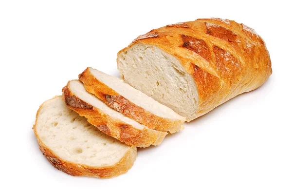 Loaf Του Ψωμιού Λευκό Φόντο — Φωτογραφία Αρχείου