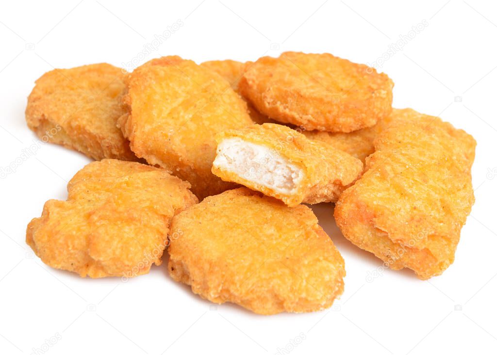 Chicken Nuggets against a white background