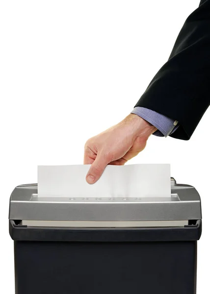 Businessman Shredding Papers Cut Out — Stock Photo, Image