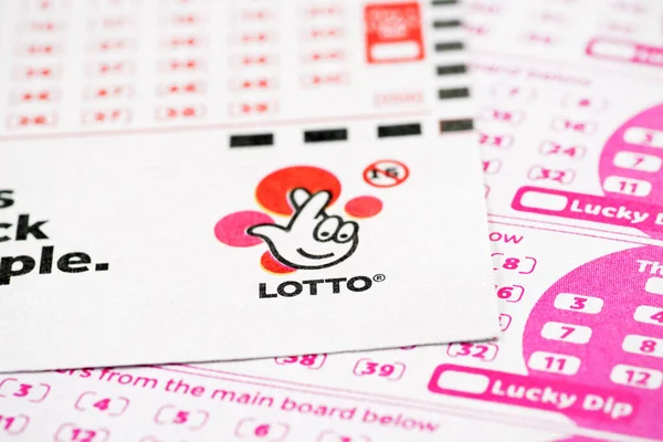 National Lottery Playslip Game Cards Wielka Brytania — Zdjęcie stockowe