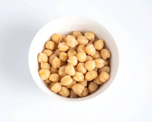 Top View Cooked Chickpeas White Bowl Healthy Food Concept — Stock Photo, Image