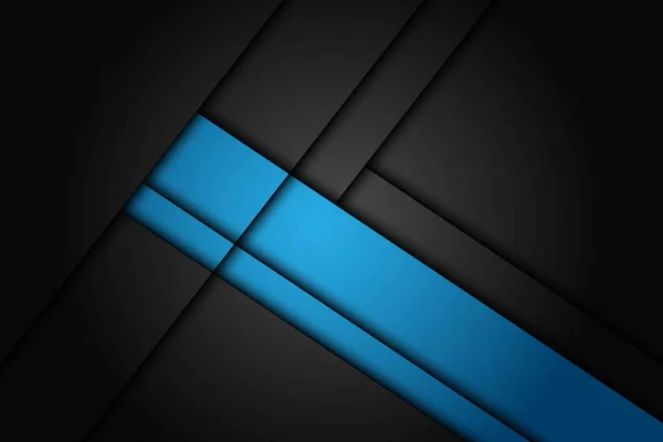 Abstraktes Blau Überschneidet Sich Mit Dunkelgrauem Metallic Design Und Modernem — Stockvektor