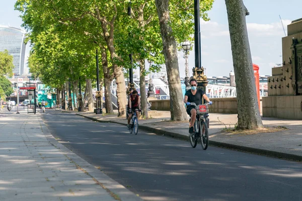 London England May 2020 Man Wearing Face Mask Riding — Stock Photo, Image