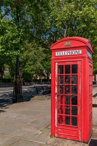 Traditional Red London Public Telephone Box Embankment London England Royalty Free Stock Images