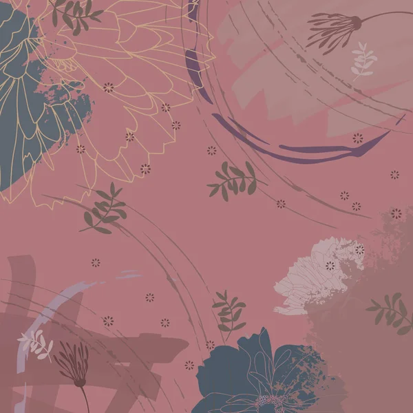 Čtvercový Šátek Design Abstraktními Květinami Listy Růžové — Stockový vektor