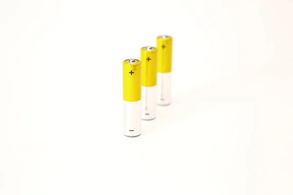 Isolerade Elektriska Batterier Vit Bakgrund — Stockfoto