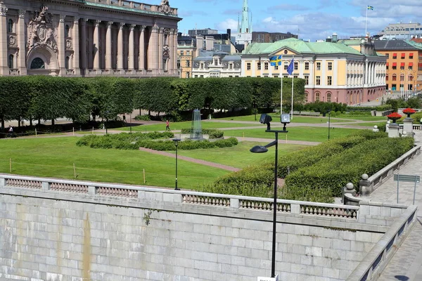 Sztokholm Szwecja 2019 Pałace Rządowe Gamla Stan Sztokholm — Zdjęcie stockowe