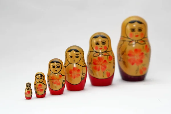 Matryoshkas Famous Russian Hand Painted Dolls — Stock Photo, Image