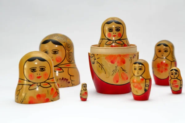 Matryoshkas Famous Russian Hand Painted Dolls — Stock Photo, Image