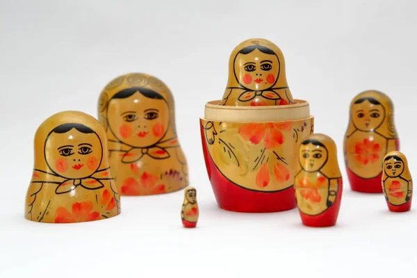 Matryoshkas Famous Russian Hand Painted Dolls — Stock Photo, Image