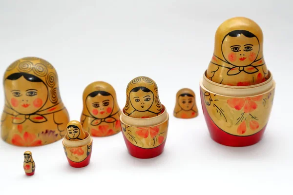 Matrjoschkas Die Berühmten Handbemalten Russischen Puppen — Stockfoto