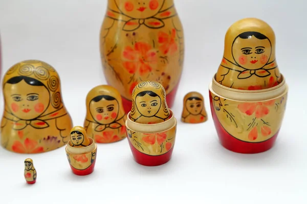 Matrjoschkas Die Berühmten Handbemalten Russischen Puppen — Stockfoto