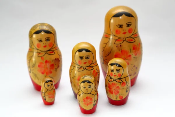 Matryoshkas Famous Russian Hand Painted Dolls — Stock Photo, Image