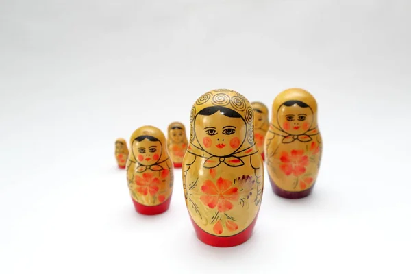 Matrjoschkas Die Berühmten Handbemalten Russischen Puppen — Stockfoto