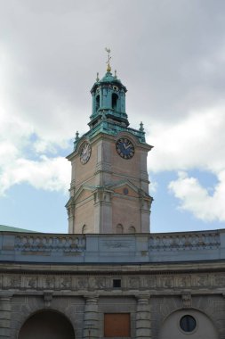 Stockholm, İsveç - 07 / 08 / 2019: Gamla Stan, Stockholm Hükümet Sarayı