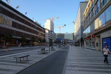 Stockholm, İsveç - 07 / 08 / 2019: Stockholm şehir sokakları 