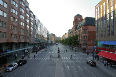 Stockholm, İsveç - 07 / 08 / 2019: Stockholm şehir sokakları 