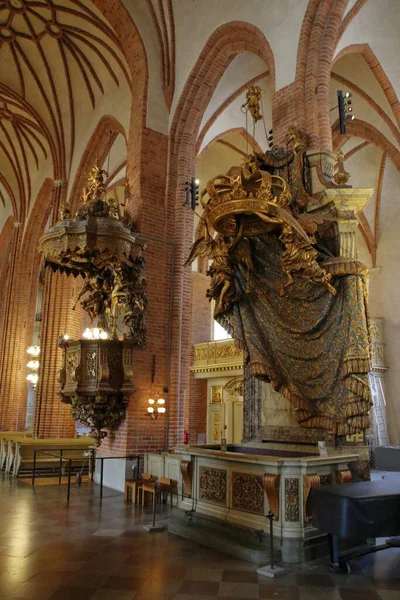 Stockholm, İsveç - 07 / 08 / 2019: Stockholm katedrali içinde, Storkyrkan