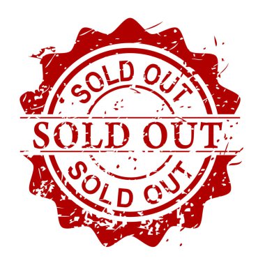 Basit Vektör Kazı Kırmızı Çember Lastik Damgası, Satıldı, beyaz üzerine izole