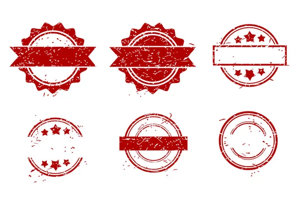 Basit Vektör 6 Biçim Kırmızı Boş Çember Lastik Damga Efekti, beyaz üzerine izole edilmiş