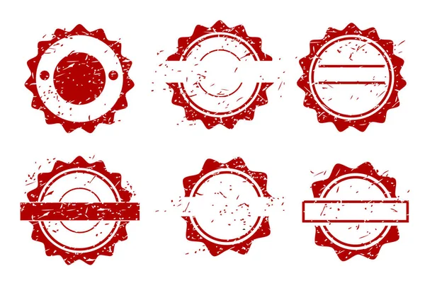 Effet Tampon Caoutchouc Cercle Blanc Rouge Style Simple Vecteur Isolé — Image vectorielle