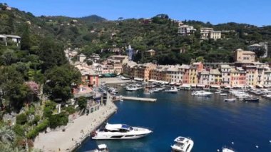 Portofino 'nun panoramik hava görüntüsü