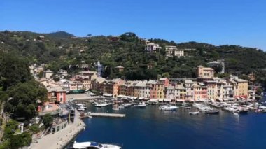 Portofino 'nun panoramik hava görüntüsü