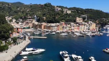 Portofino 'nun panoramik hava görüntüsü